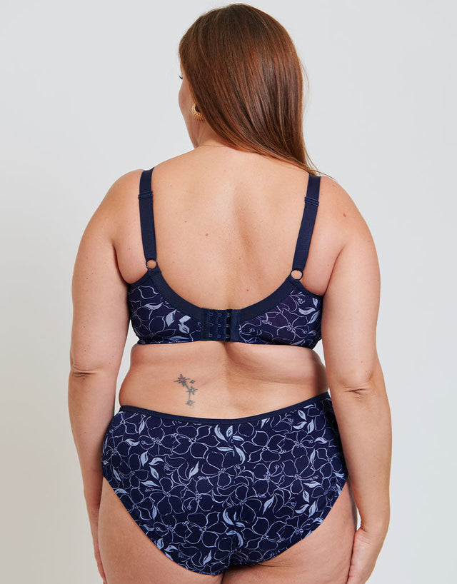 Adella Athena Aura Full Cup Side Support Bra Navy Floral Print