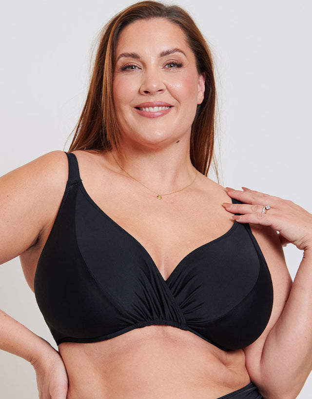 Adella Calypso Plunge Bikini Top Black