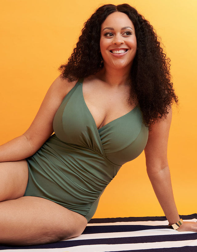 Adella Calypso Plunge Control Swimsuit Dusky Green