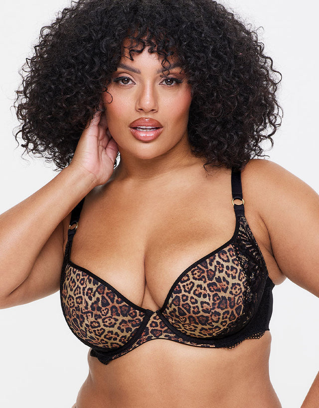 Ann Summers Feline Fantasy Padded Plunge Bra Black Multi