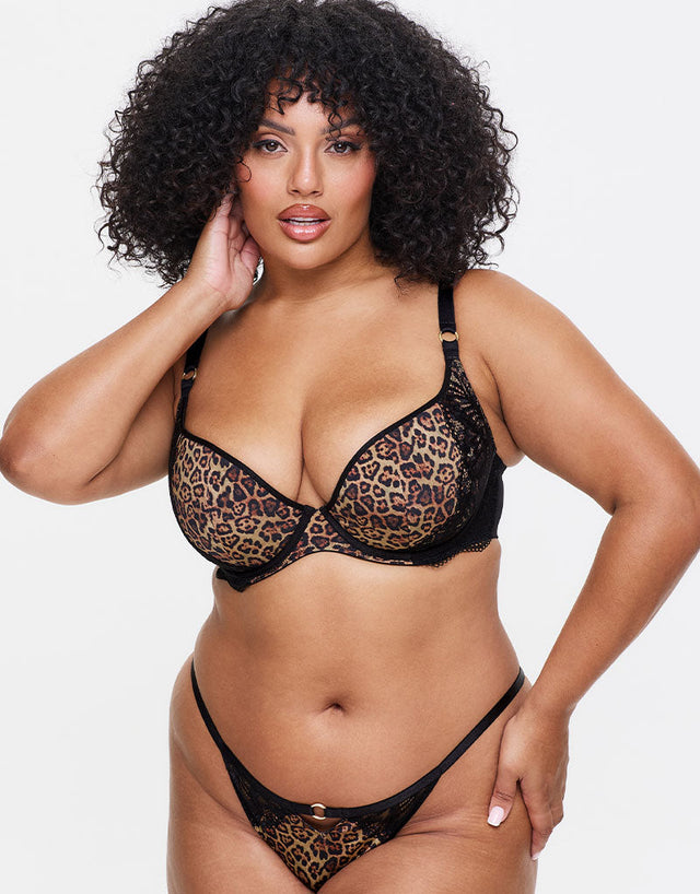 Ann Summers Feline Fantasy Padded Plunge Bra Black Multi