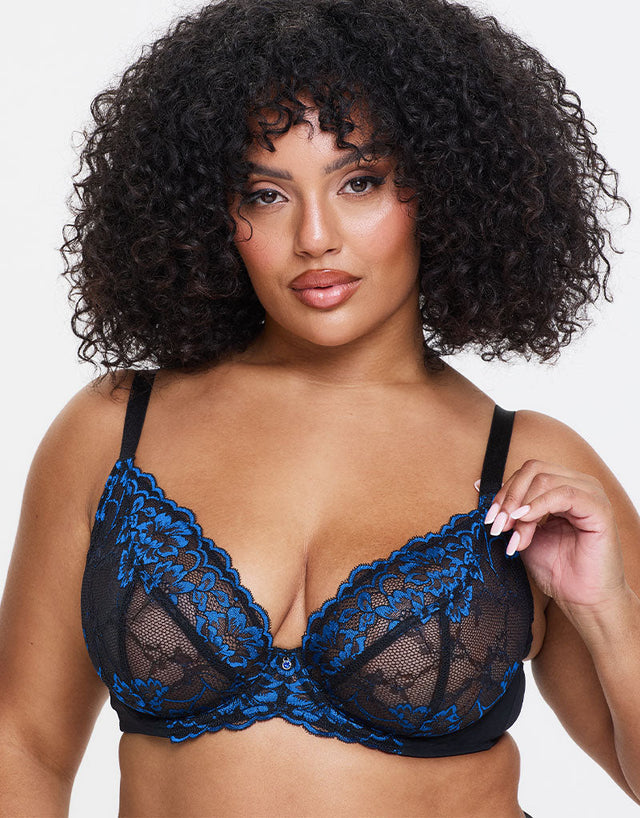 Ann Summers Sexy Lace Plunge Bra Black/Blue