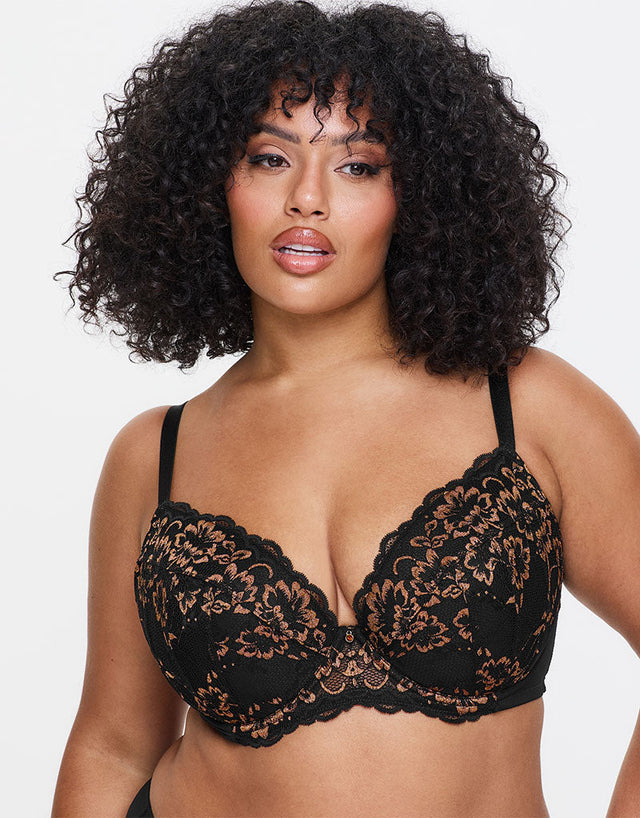 Ann Summers Sexy Lace Padded Plunge Bra Black/Bronze
