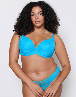 Ann Summers Sexy Lace Padded Plunge Bra Bright Blue
