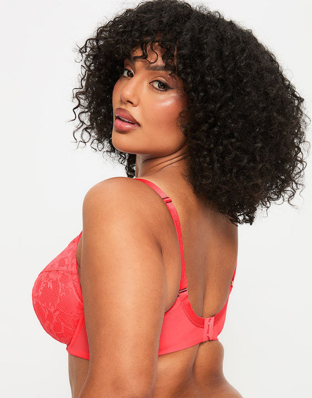 Ann Summers Sexy Lace Padded Plunge Bra Coral