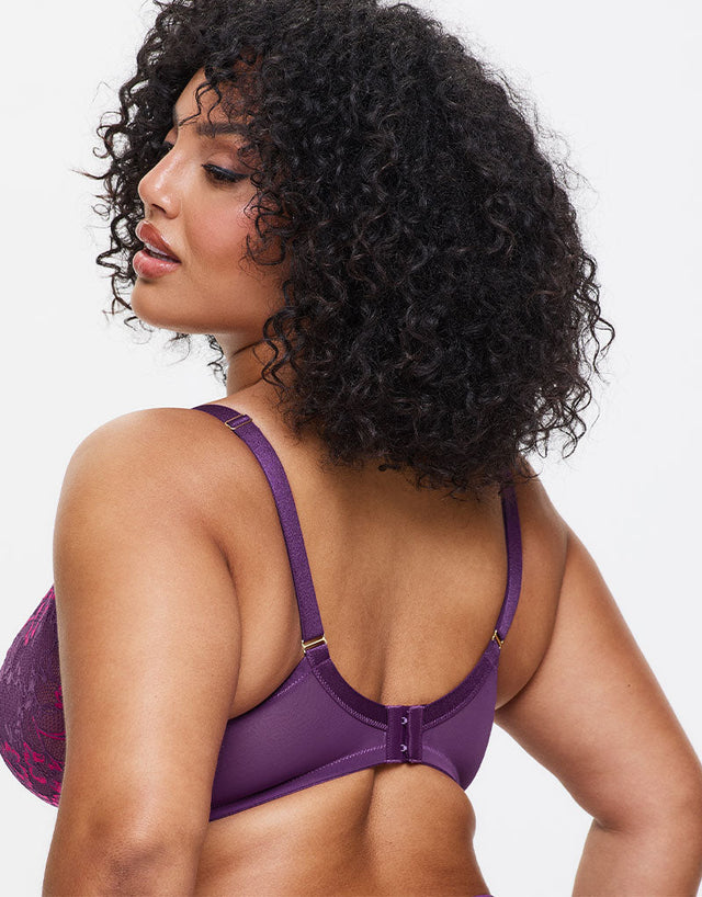 Ann Summers Sexy Lace Plunge Bra Dark Purple