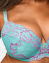 Ann Summers Sexy Lace Padded Plunge Bra Aqua Blue/Pink