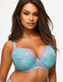 Ann Summers Sexy Lace Padded Plunge Bra Aqua Blue/Pink