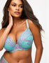 Ann Summers Sexy Lace Padded Plunge Bra Aqua Blue/Pink