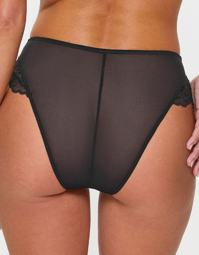 Ann Summers Sexy Lace High Waist Brazilian Brief Black