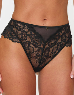 Ann Summers Sexy Lace High Waist Brazilian Brief Black