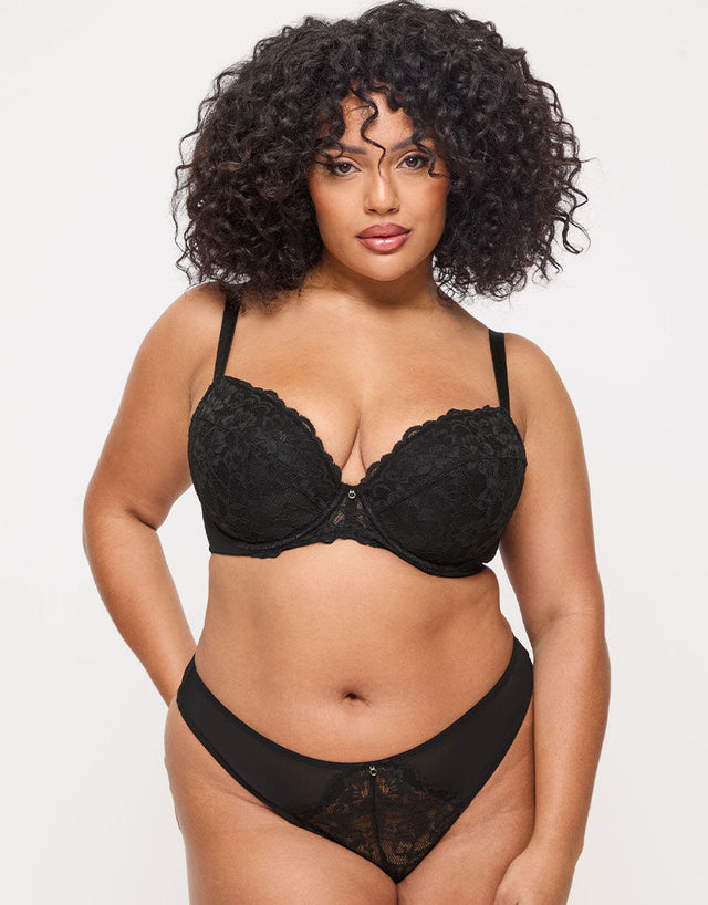 Ann Summers Sexy Lace Padded Plunge Bra Black