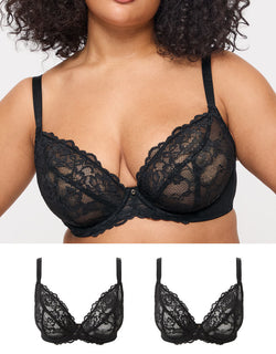 Ann Summers Sexy Lace Plunge Bra 2 Pack Black