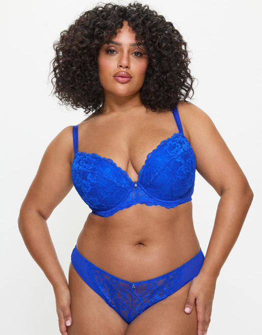 Ann Summers Sexy Lace Padded Plunge Bra Greek Blue