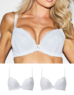 Ann Summers Sexy Lace Padded Plunge Bra 2 Pack White