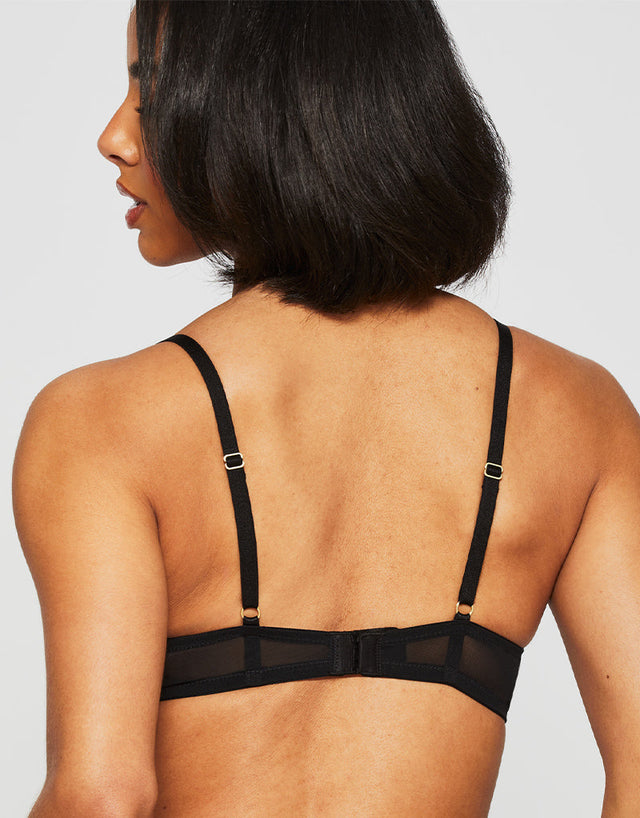 Ann Summers Sexy Lace Planet Padded Plunge Bra Black/Pink