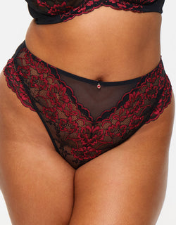 Ann Summers Sexy Lace High Waist Brazilian Brief Black/Red