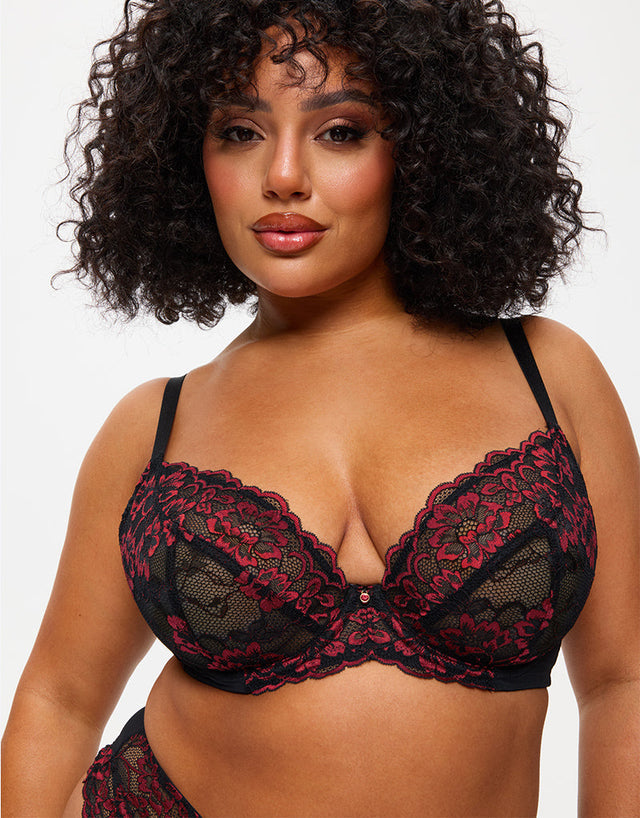 Ann Summers Sexy Lace Plunge Bra Black/Red