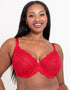 Ann Summers Bra Sexy Lace Red Size 38E Underwired Padded Plunge Lingerie  59648