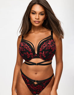 Ann Summers Yours Truly Padded Plunge Bra Black/Red