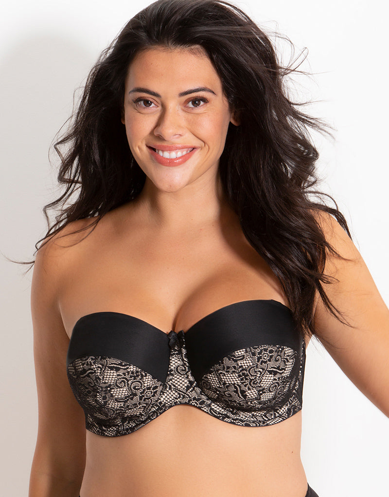 Charnos Superfit Lace Strapless Bra Black Cosmetic –, 57% OFF