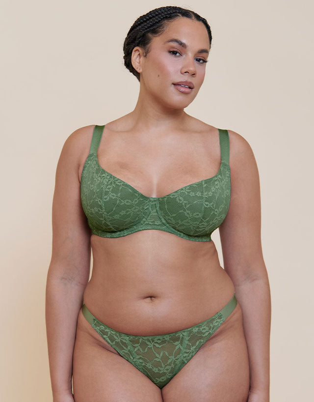 Curvy Kate All Night Lace Tanga Dusky Green