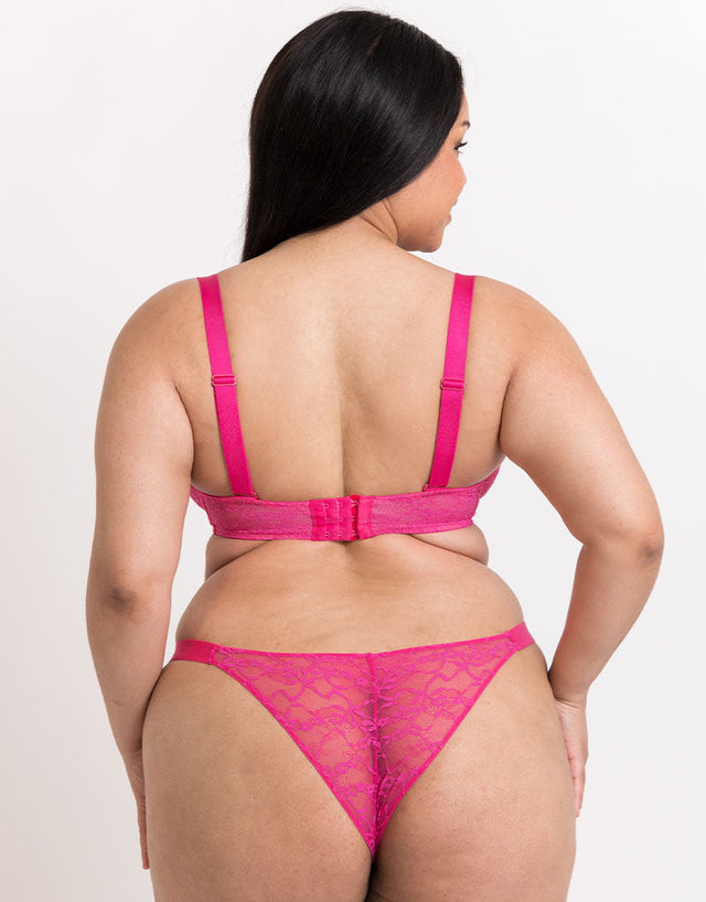 Curvy Kate All Night Lace Scooped Multiway Balcony Bra Hot Pink/ Blush