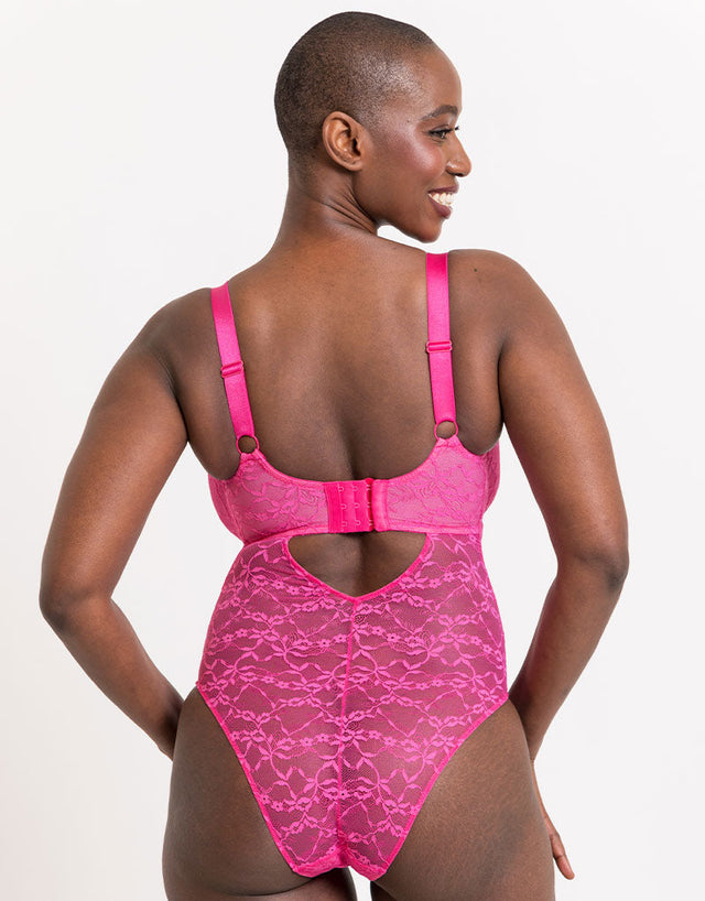 Curvy Kate All Night Lace Plunge Body Hot Pink/ Blush