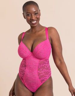 Curvy Kate All Night Lace Plunge Body Hot Pink/ Blush