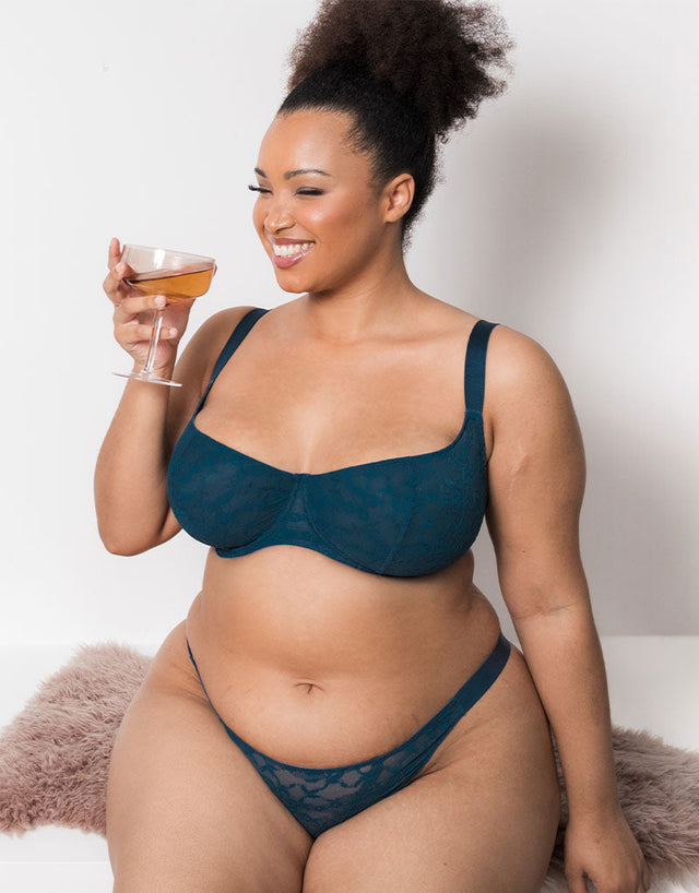 Curvy Kate All Night Lace Tanga Denim Blue