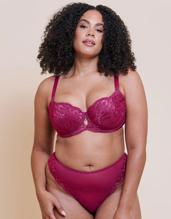 Curvy Kate Boost Sweetheart Padded Balcony Bra Magenta Pink