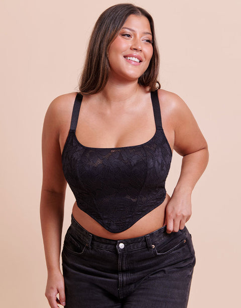 Curvy Kate Calla Longline Corset Bra Black Lace – Brastop US
