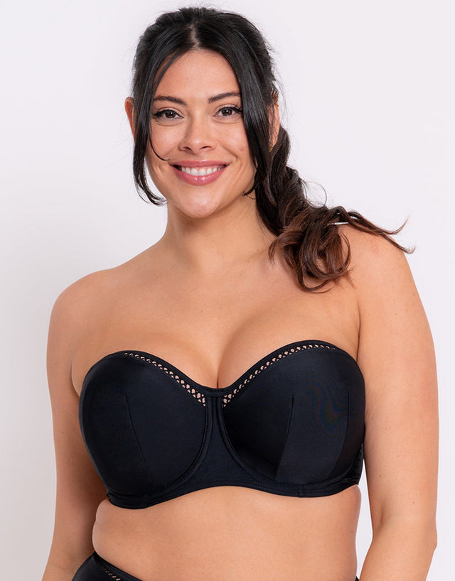 Curvy Kate First Class Bandeau Strapless Multiway Bikini Top Black
