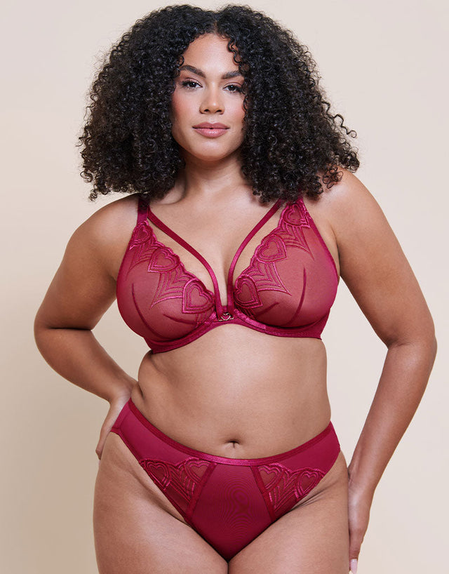 Curvy Kate Heartstopper High-Apex Deep Plunge Bra Sangria