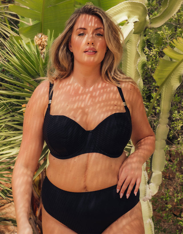 Curvy Kate Jet Set Padded Balcony Bikini Top Black