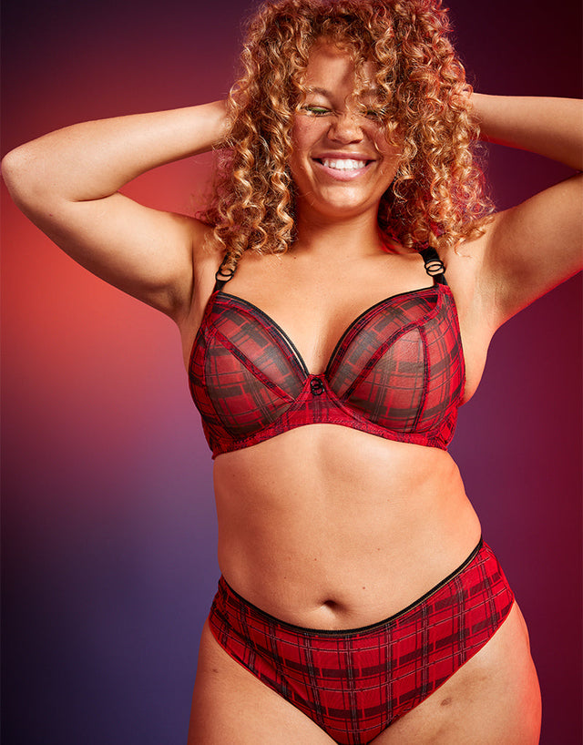 Curvy Kate Lifestyle Plunge Bra Check Print