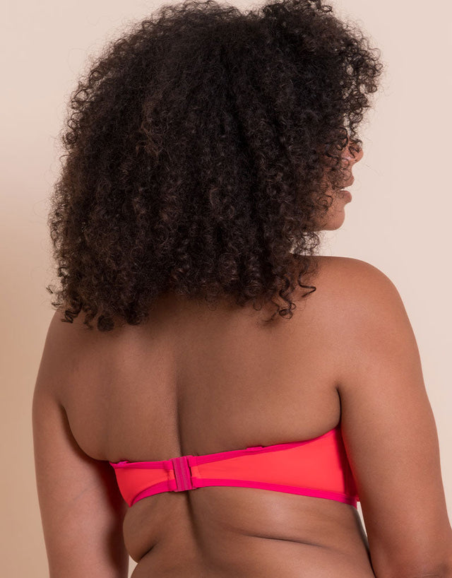 Curvy Kate Minimalist Bandeau Strapless Multiway Bikini Top Coral/Pink