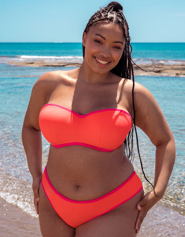 Curvy Kate Minimalist Bandeau Strapless Multiway Bikini Top Coral/Pink
