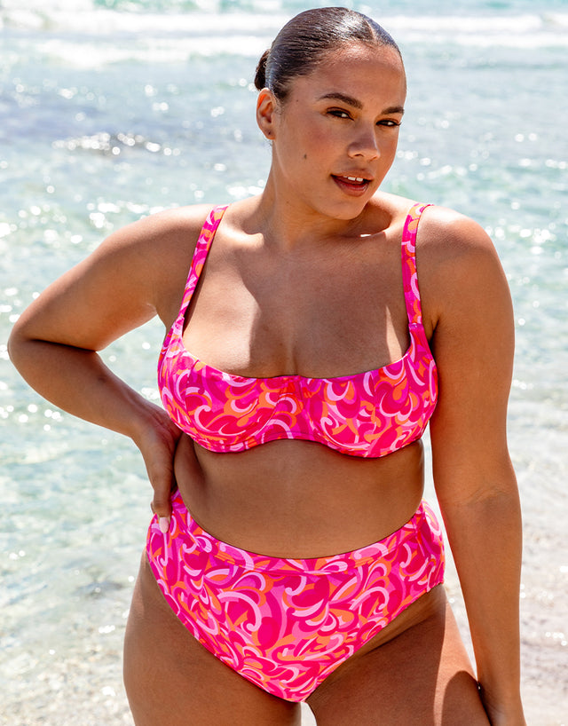 Curvy Kate Retro Wave Multiway Balcony Bikini Top Print Mix