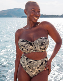 Curvy Kate Ripple Reef Bandeau Bikini Top Black Print