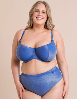 Curvy Kate Sapphire Seas Balcony Bikini Top Blue Sparkle