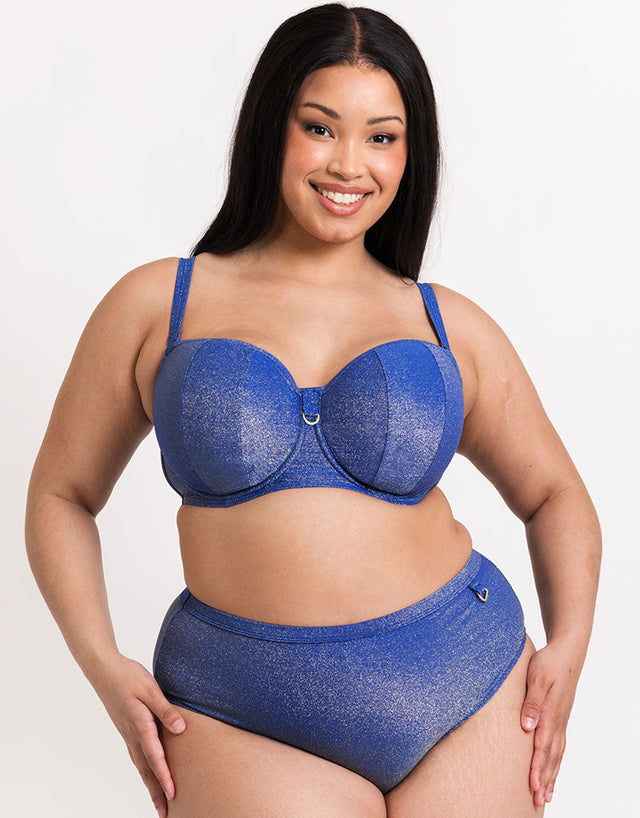 Curvy Kate Sapphire Seas High Waist Bikini Brief Blue Sparkle