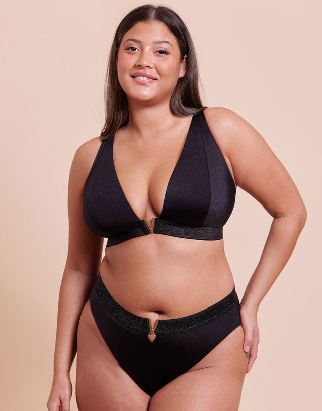 Curvy Kate Siren Seas Non Wired Plunge Bikini Black