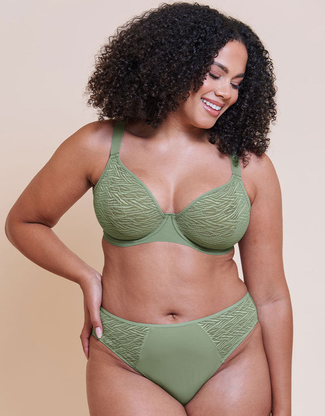 Curvy Kate Smoothie Lace Moulded Balcony Bra Sage Green