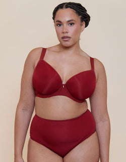 Curvy Kate Smoothie Spacer Moulded T-Shirt Plunge Bra Deep Red