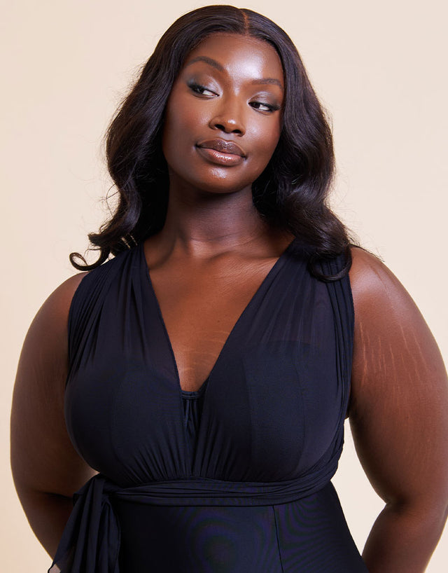 Curvy Kate Wrapsody Bandeau Strapless Multiway Swimsuit Black