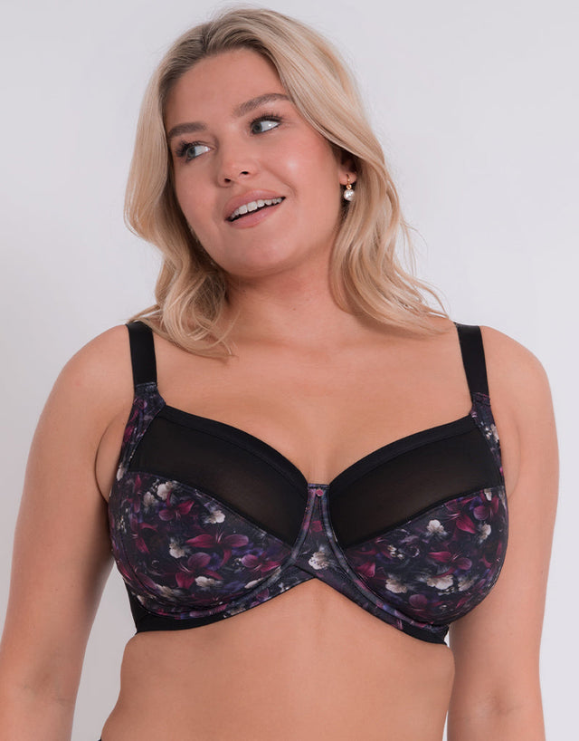 Curvy Kate WonderFully Full Cup Side Support Bra Black Floral