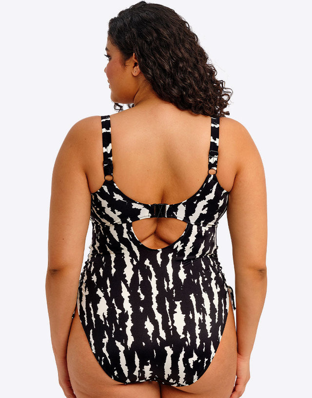Elomi Echo Shell Non-Wired Swimsuit Black/White Print