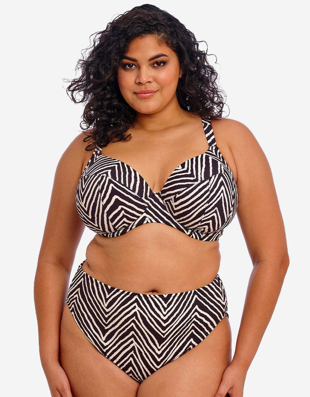 Elomi Fiji Falls Mid Rise Bikini Brief Black Stripe