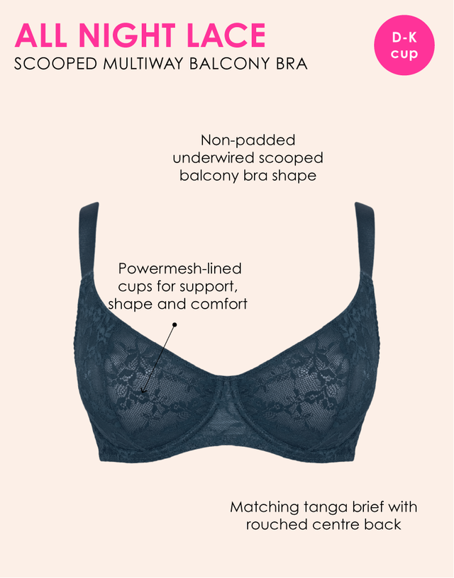 Curvy Kate All Night Lace Scooped Multiway Balcony Bra Denim Blue